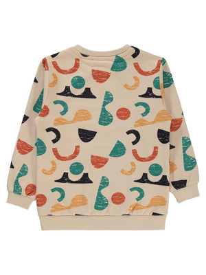 Civil Boys Geometrik Şekil Baskılı 2-5 Yaş Sweatshirt - Bej
