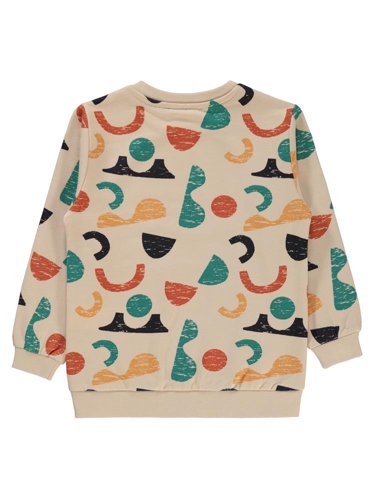 Civil Boys Geometrik Şekil Baskılı 2-5 Yaş Sweatshirt - Bej