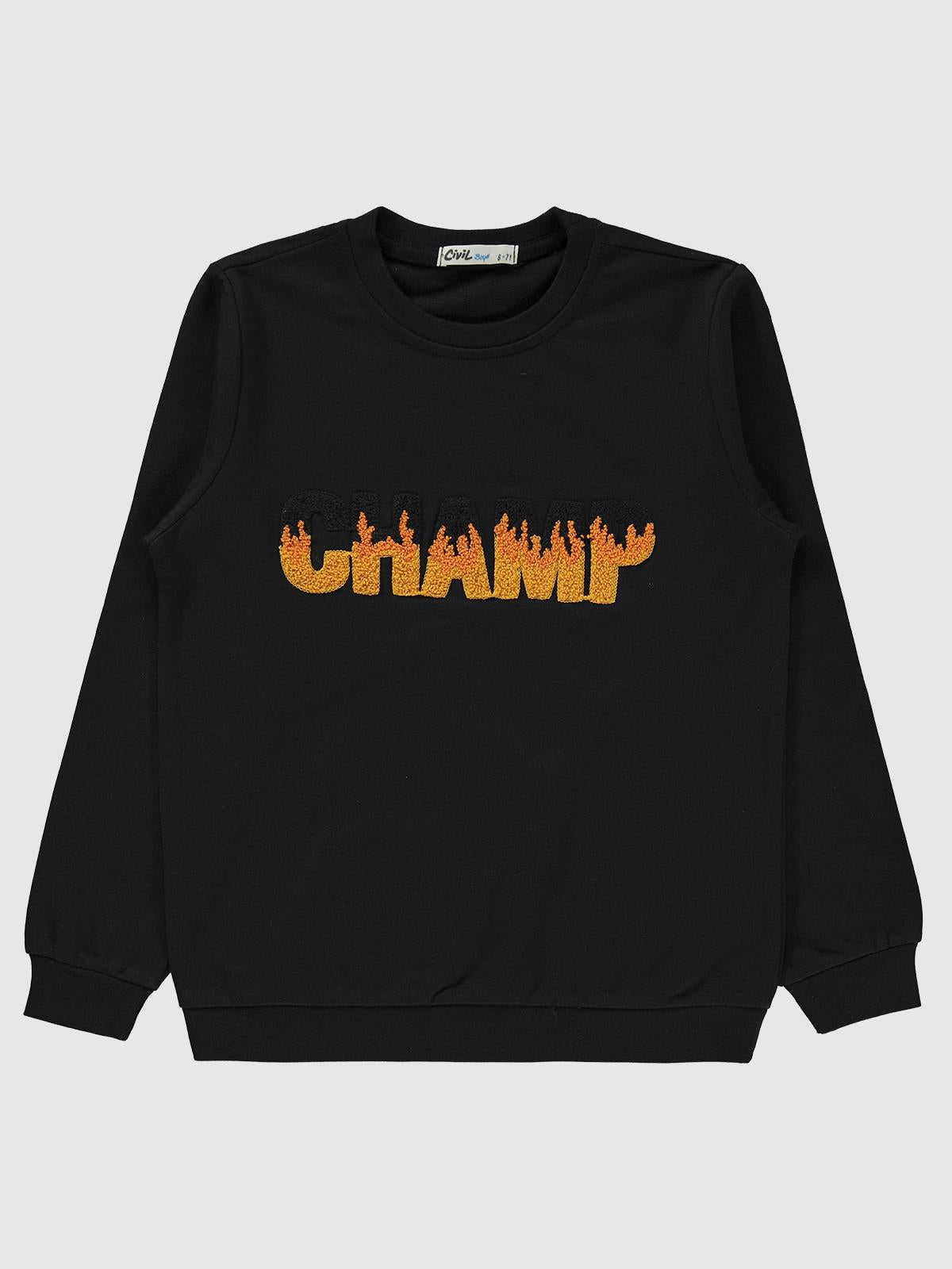 Civil Boys Champ Baskılı 6-9 Yaş Sweatshirt - Siyah