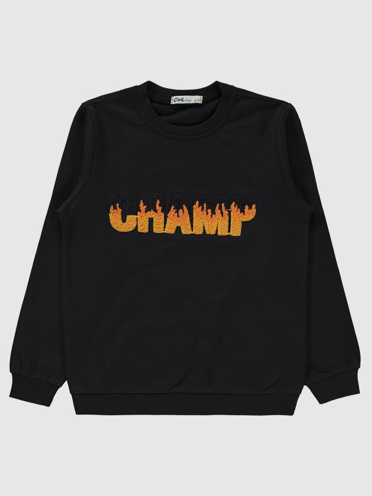 Civil Boys Champ Baskılı 10-13 Yaş Sweatshirt - Siyah