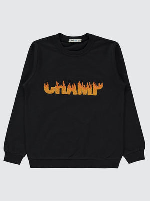 Civil Boys Champ Baskılı 10-13 Yaş Sweatshirt - Siyah
