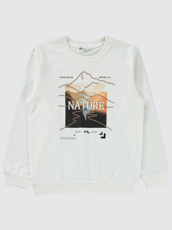 Civil Boys Nature baskılı 6-9 Yaş Sweatshirt - Ekru