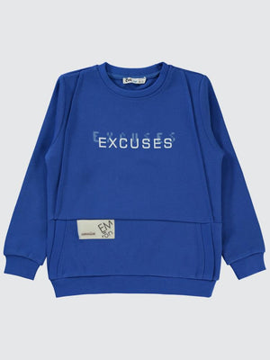 Civil Boys Excuses Baskılı 10-13 Yaş Sweatshirt - Mavi