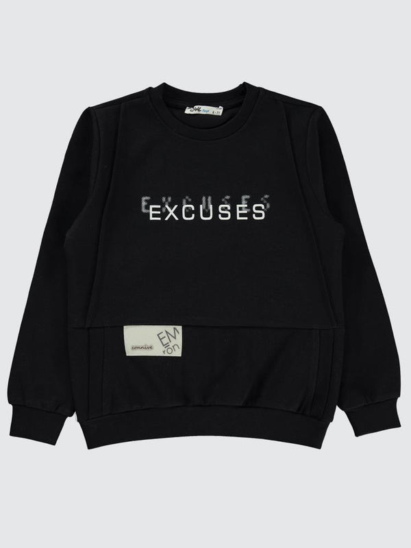 Civil Boys Excuses Baskılı 10-13 Yaş Sweatshirt - Siyah