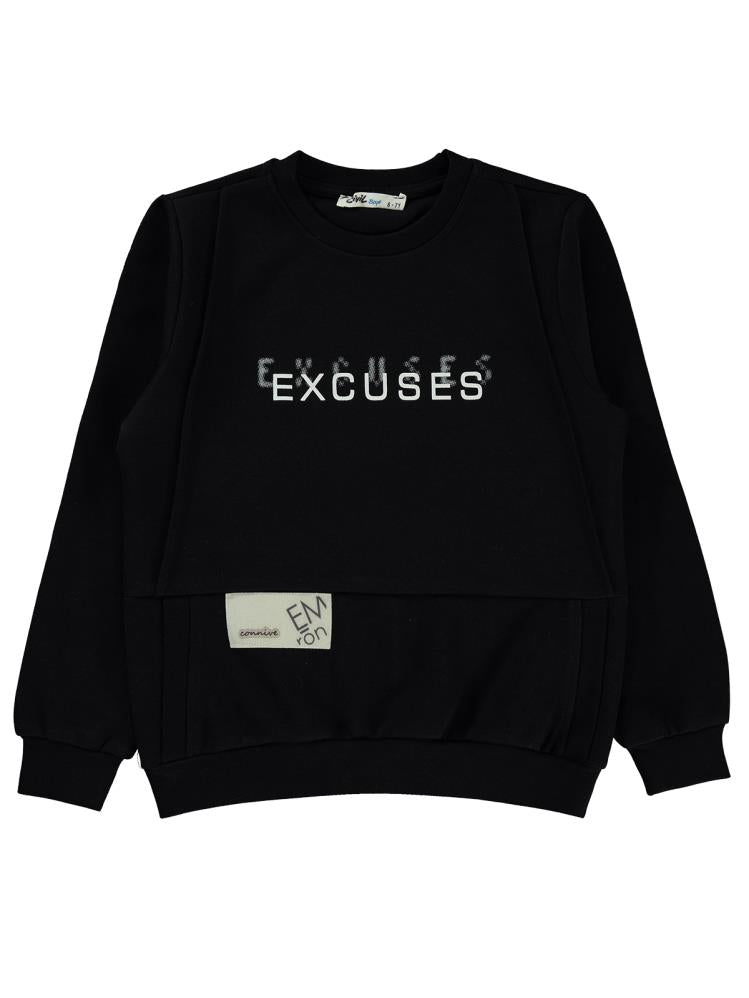 Civil Boys Excuses Baskılı 10-13 Yaş Sweatshirt - Siyah
