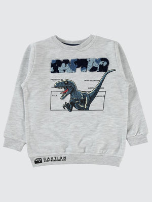Civil Boys Raptor Dinazor Baskılı 2-5 Yaş Sweatshirt - Gri