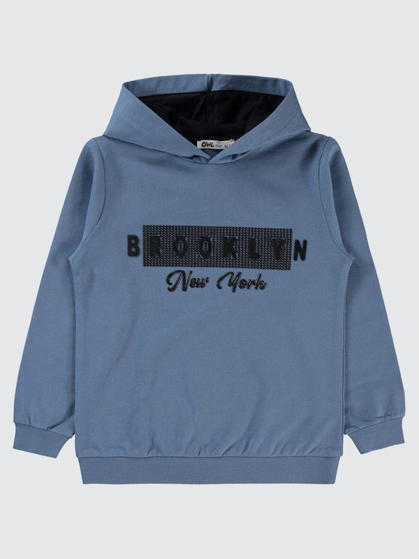 Civil Boys Brooklyn Baskılı Kapşonlu 10-13 Yaş Sweatshirt - Mavi