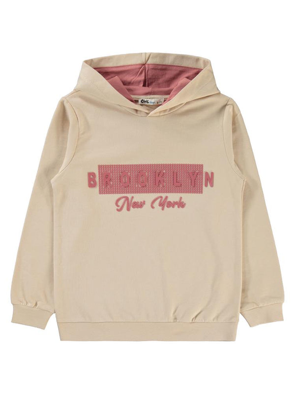 Civil Boys Brooklyn Baskılı Kapşonlu 10-13 Yaş Sweatshirt - Bej
