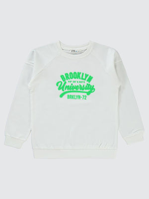 Civil Boys Brokoklyn Nakışlı 10-13 Yaş Sweatshirt - Ekru