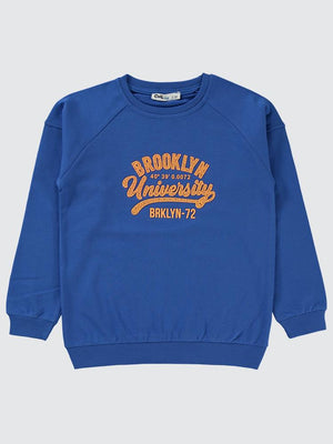 Civil Boys Brokoklyn Nakışlı 6-9 Yaş Sweatshirt - Mavi