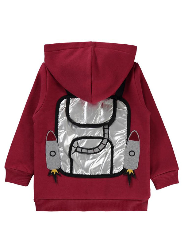 Civil Boys Roket Çanta Baskılı 2-5 Yaş Hırka - Bordo