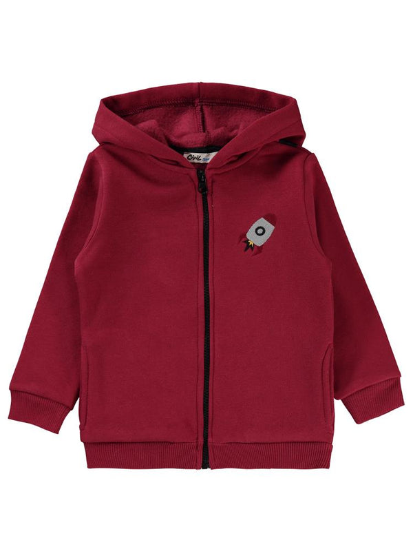 Civil Boys Roket Çanta Baskılı 2-5 Yaş Hırka - Bordo