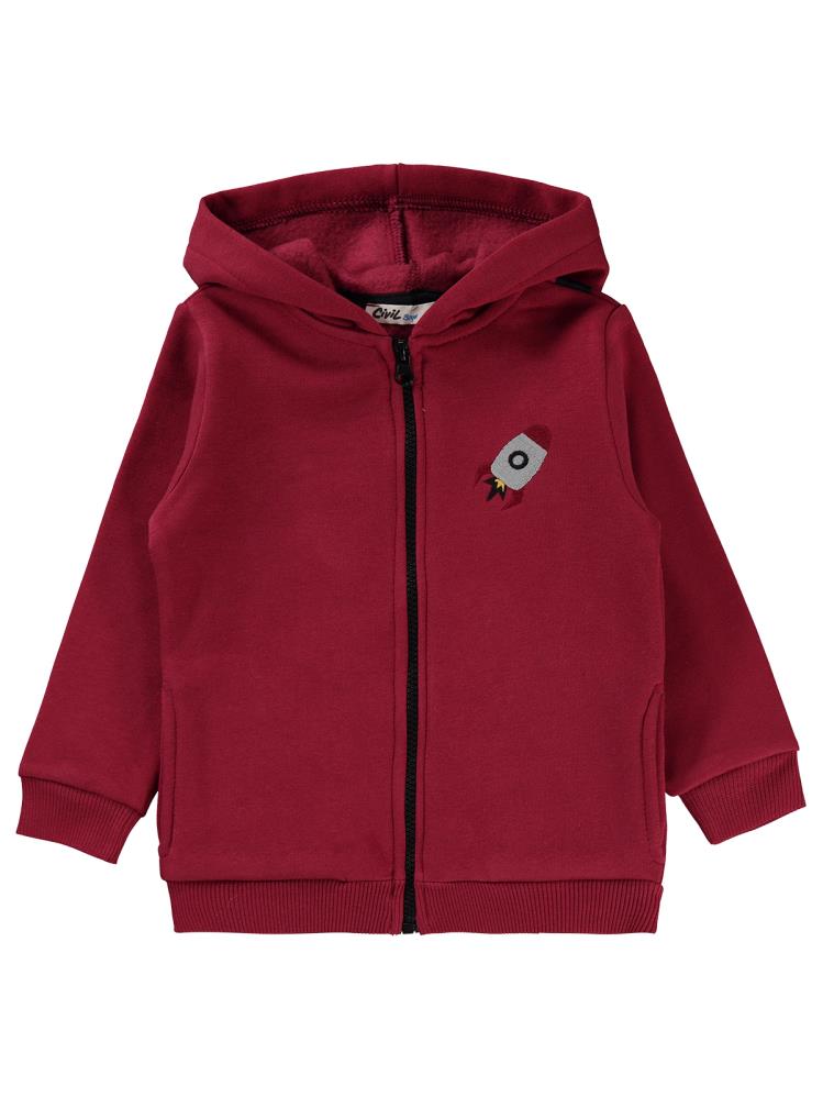 Civil Boys Roket Çanta Baskılı 2-5 Yaş Hırka - Bordo