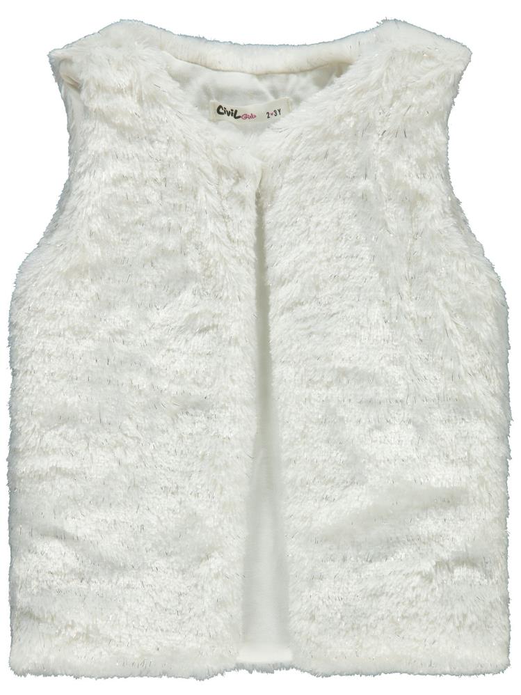 Civil Girls Pelüş 2-5 Yaş Yelek - Ekru