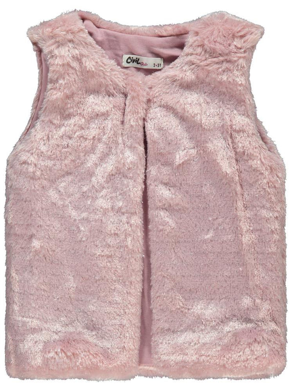 Civil Girls Pelüş 2-5 Yaş Yelek - Pudra