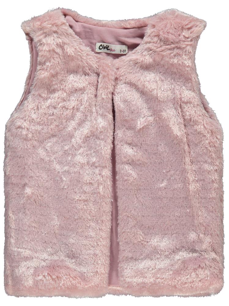 Civil Girls Pelüş 2-5 Yaş Yelek - Pudra