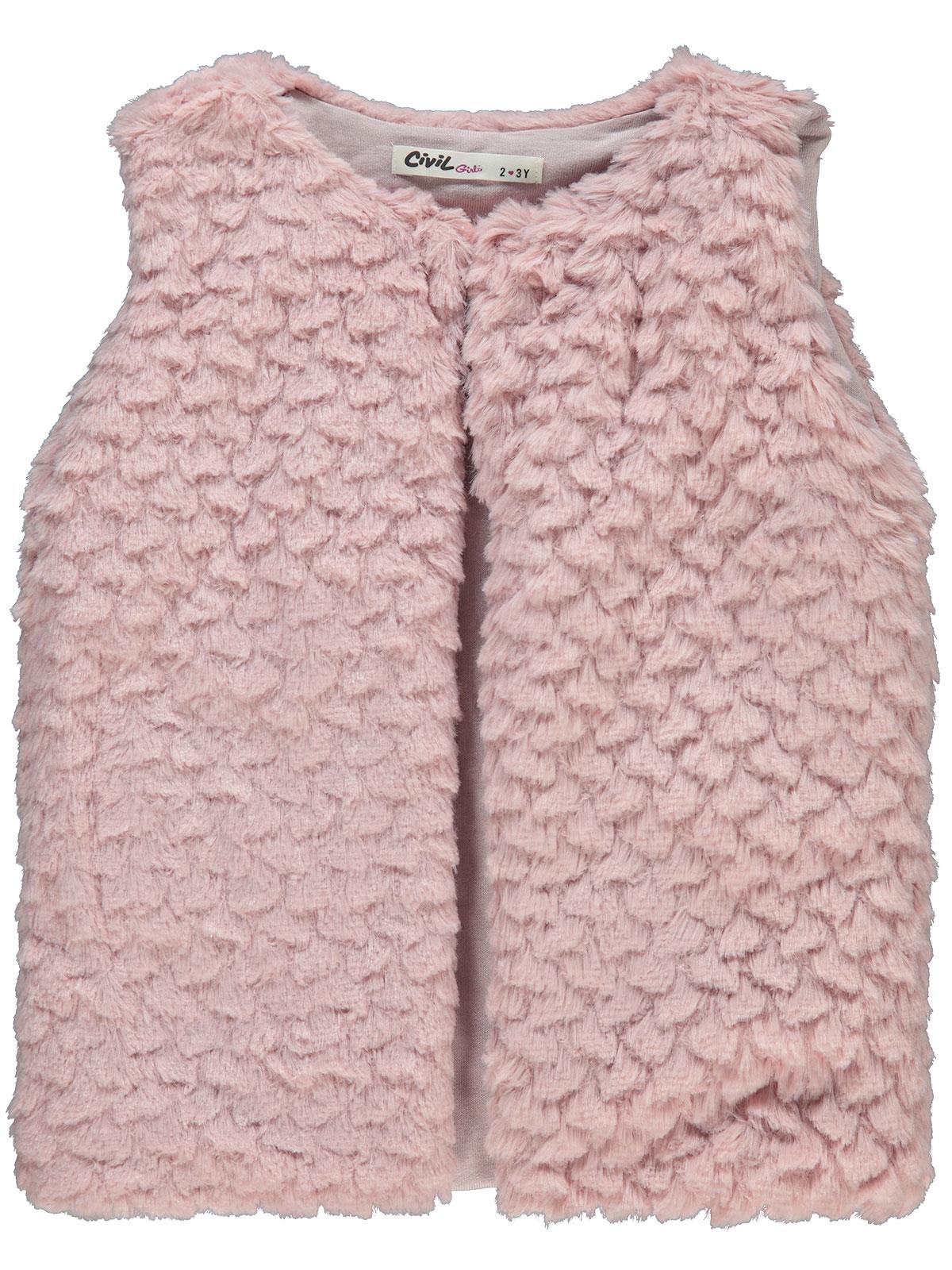 Civil Girls Pelüş 2-5 Yaş Yelek - Pudra
