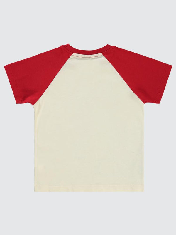 Civil Boys Dozer Baskılı Reglan Kol 2-5 Yaş Tişört - Kırmızı