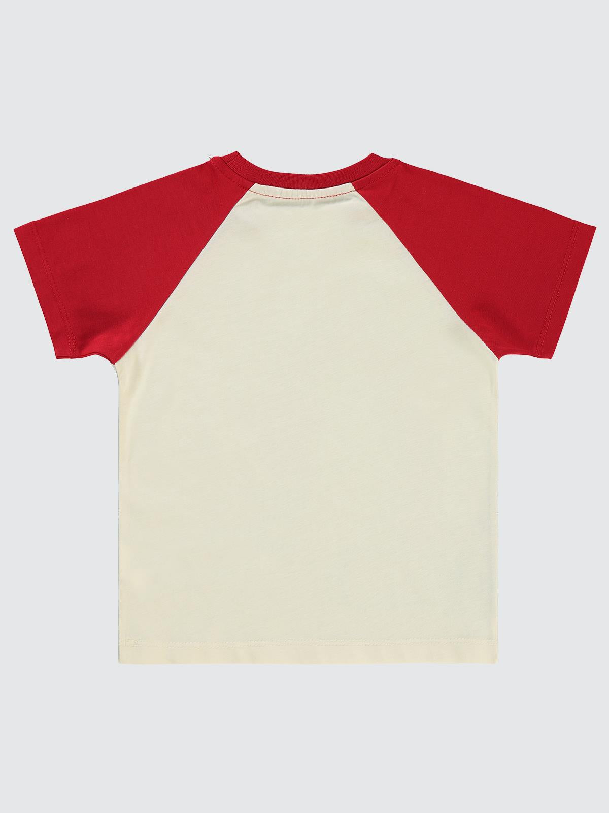 Civil Boys Dozer Baskılı Reglan Kol 2-5 Yaş Tişört - Kırmızı