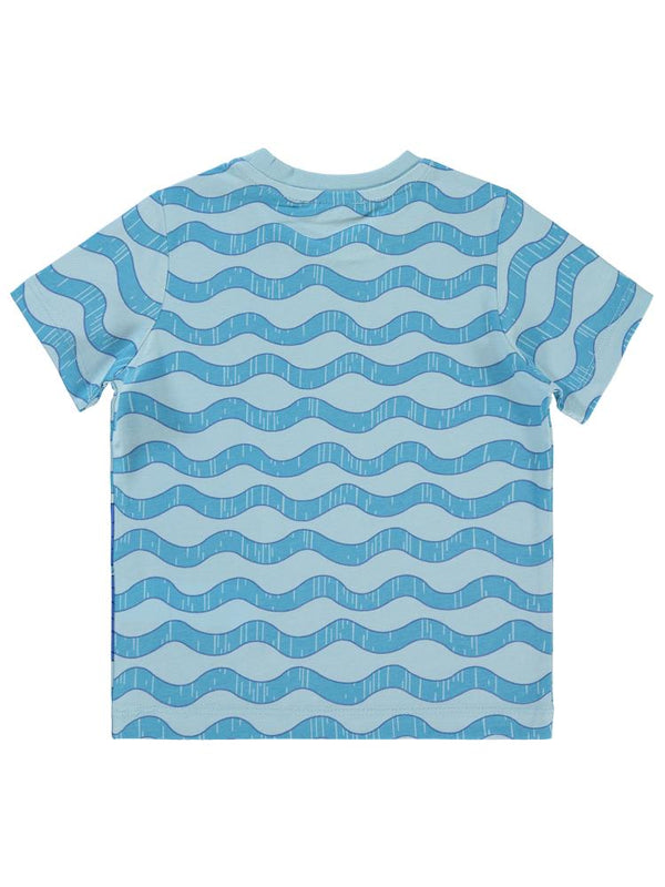 Civil Boys Dalga Empirmeli Balık Baskılı 2-5 Yaş Tişört - Mavi