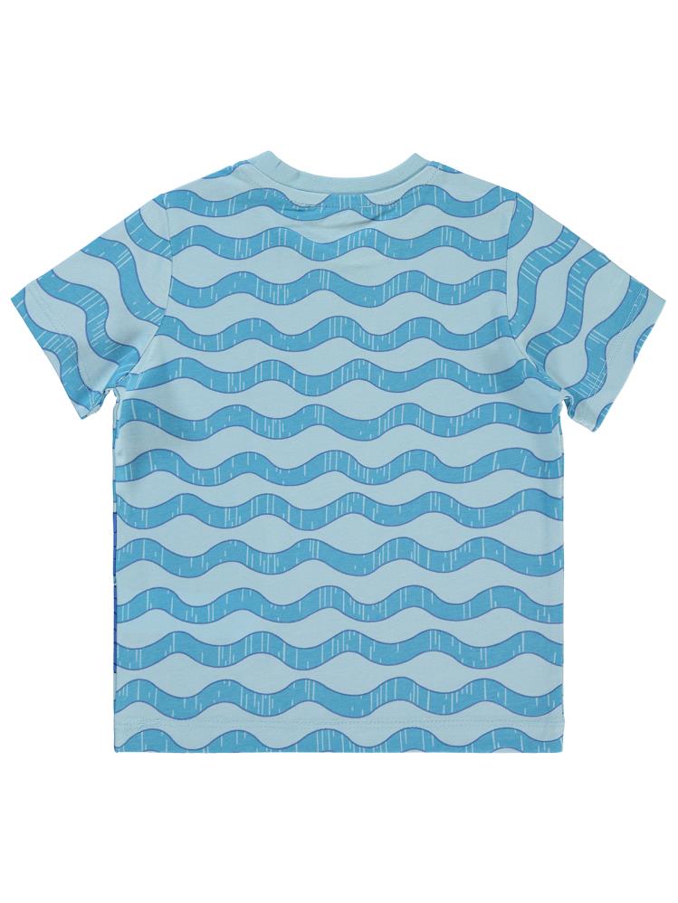 Civil Boys Dalga Empirmeli Balık Baskılı 2-5 Yaş Tişört - Mavi