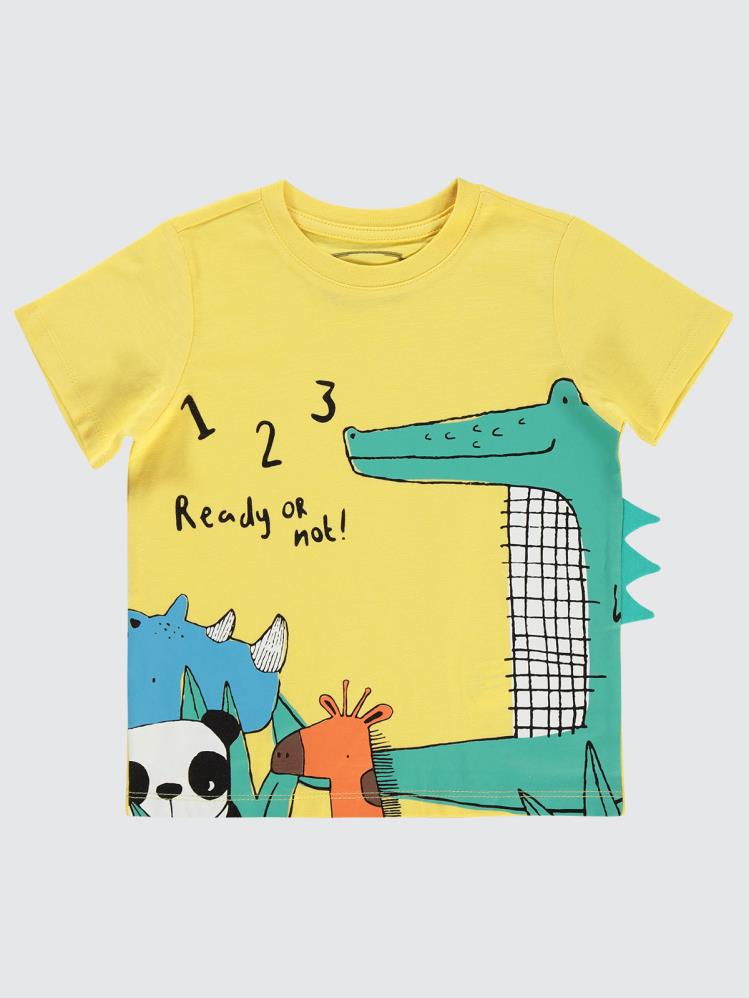 Civil Boys Hayvanlar Baskılı 2-5 Yaş Tişört - Sarı