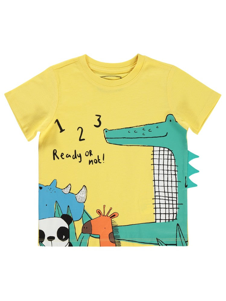 Civil Boys Hayvanlar Baskılı 2-5 Yaş Tişört - Sarı