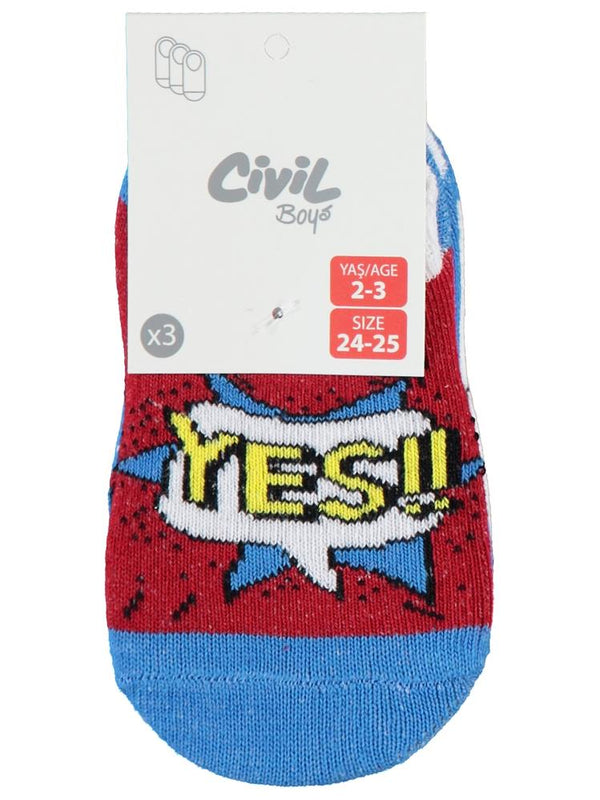 Civil Boys Motto 3'lü 2-12 Yaş Babet Çorap