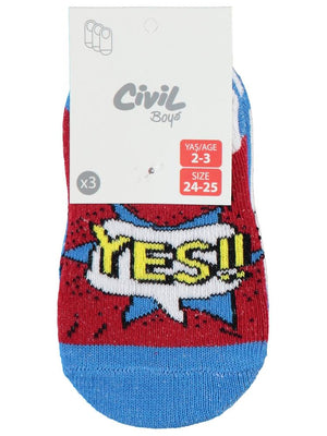 Civil Boys Motto 3'lü 2-12 Yaş Babet Çorap