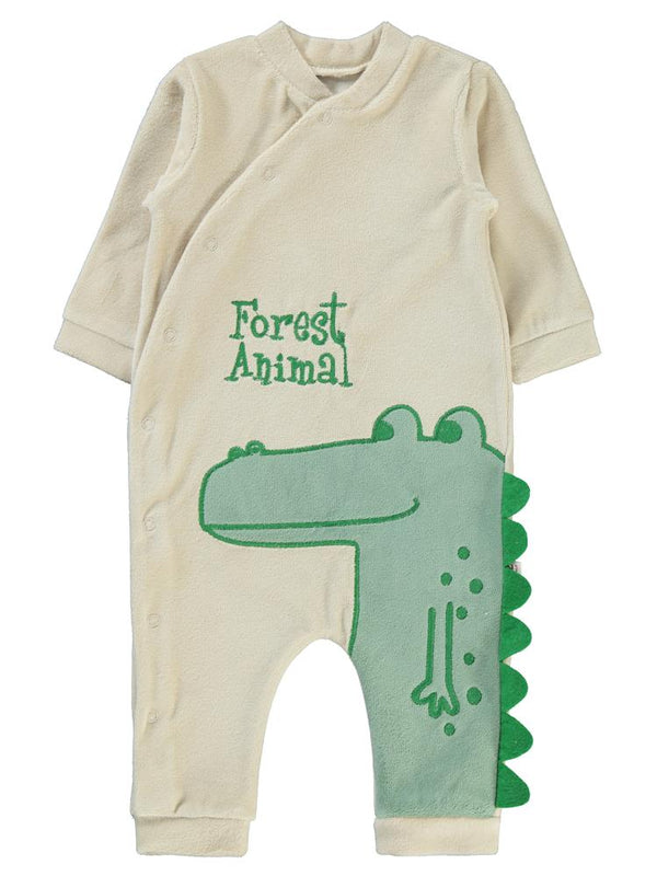Civil Baby Timsah Baskılı 6-12 Ay Tulum - Kahverengi