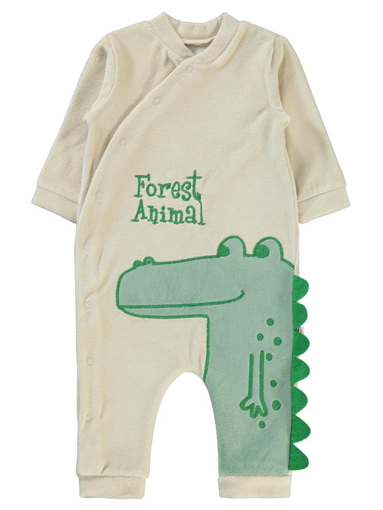 Civil Baby Timsah Baskılı 6-12 Ay Tulum - Kahverengi