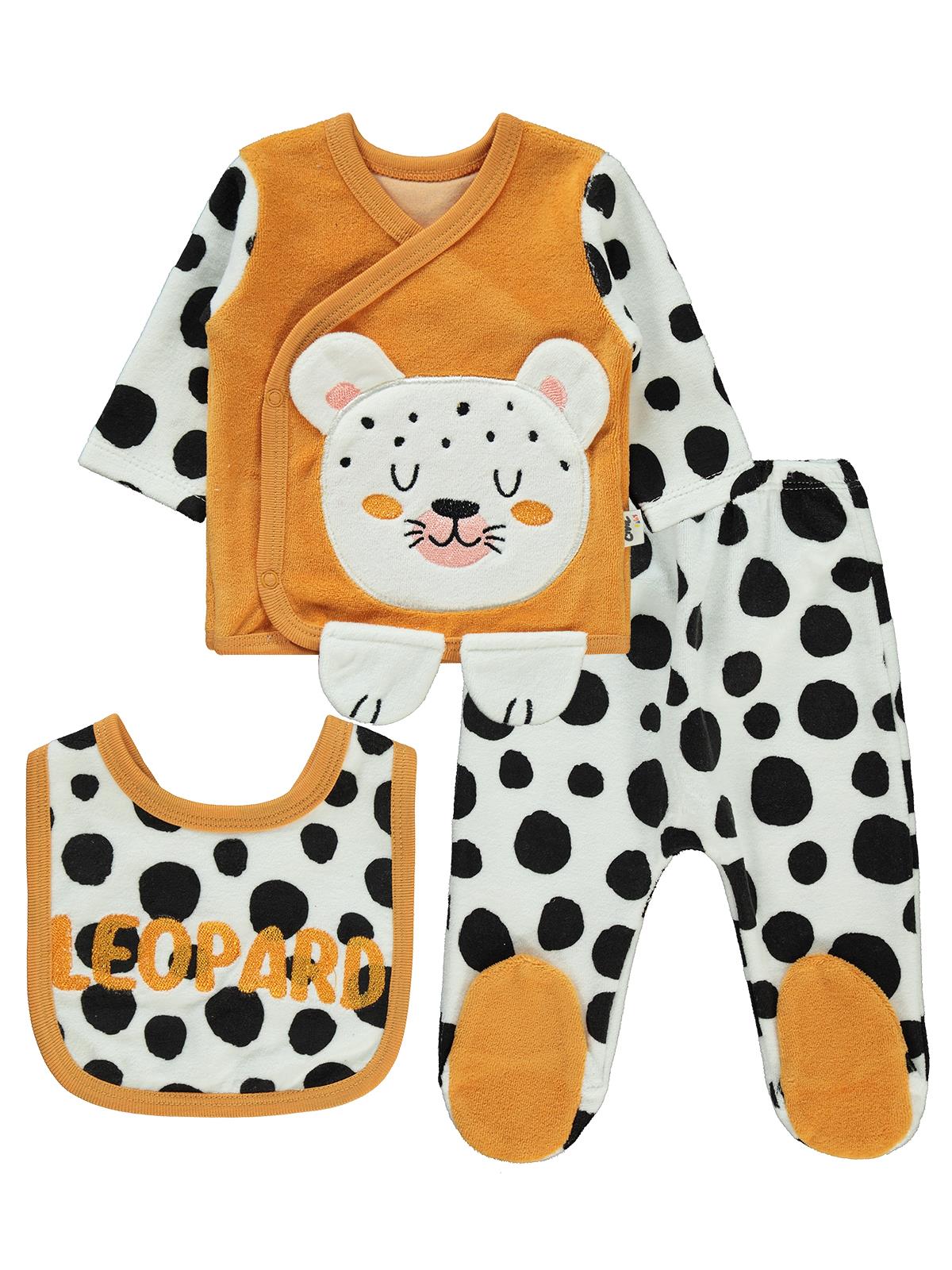 Civil Baby Leopar Empimre Baskılı Zıbın Takımları - Hardal