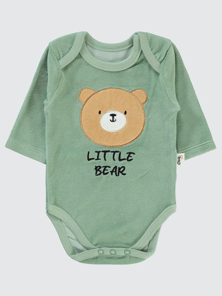 Civil Baby Little Bear Baskılı 1-18 Ay Çıtçıtlı Badi - Haki