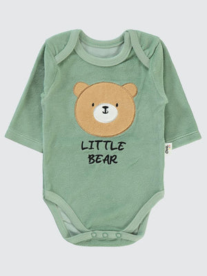 Civil Baby Little Bear Baskılı 1-18 Ay Çıtçıtlı Badi - Haki