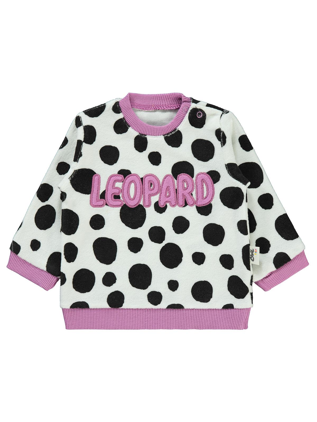 Civil Baby Leopar Empirme Baskılı 6-18 Ay Sweatshirt - Lila