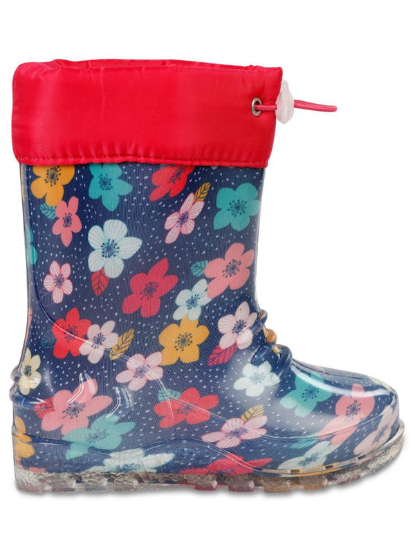 Civil Boots Çiçekli 30-36 Numara Yağmur Çizmesi - Lacivert