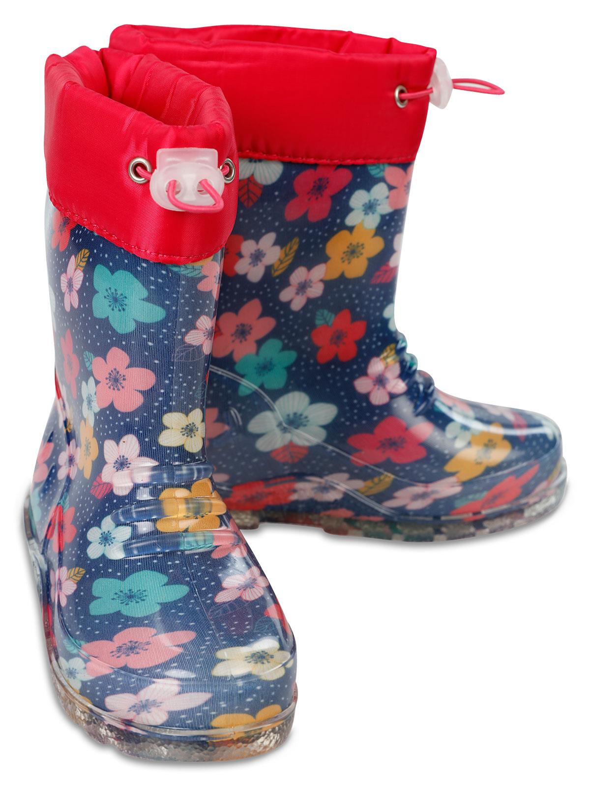 Civil Boots Çiçekli 30-36 Numara Yağmur Çizmesi - Lacivert