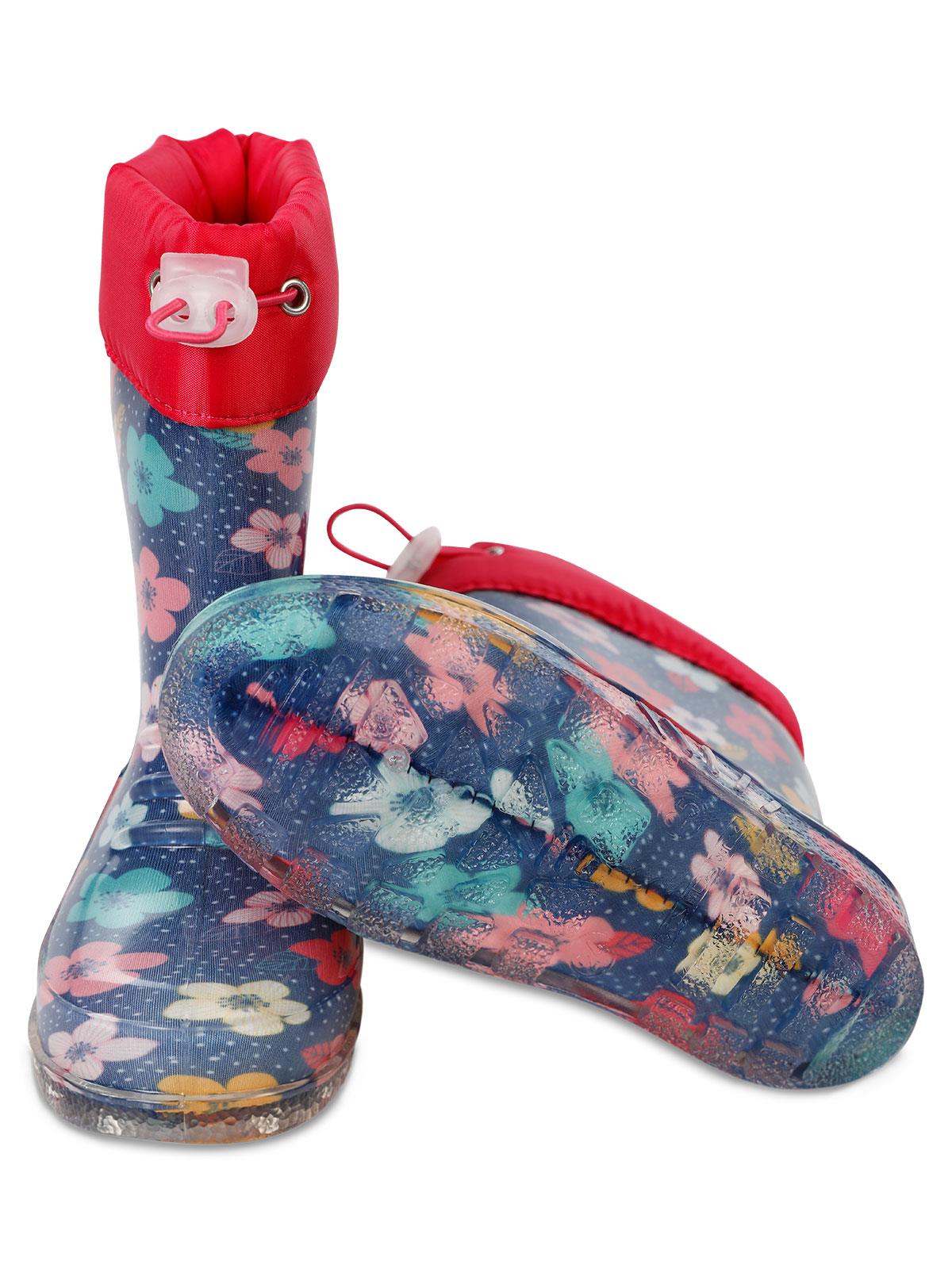 Civil Boots Çiçekli 30-36 Numara Yağmur Çizmesi - Lacivert