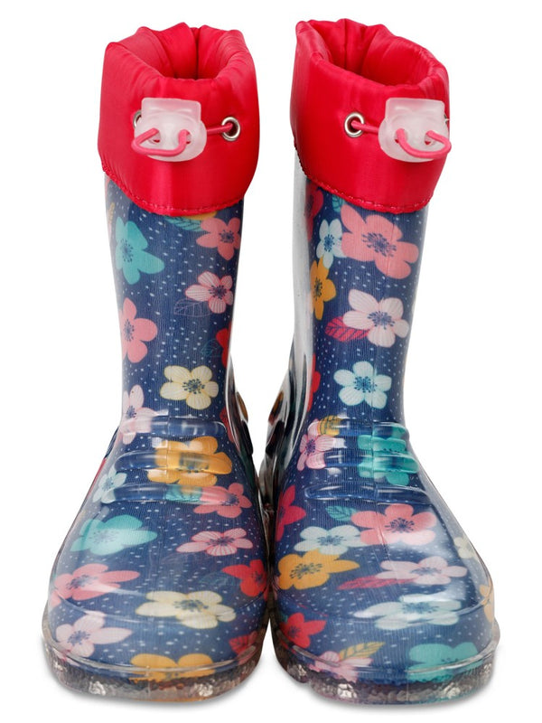 Civil Boots Çiçekli 30-36 Numara Yağmur Çizmesi - Lacivert