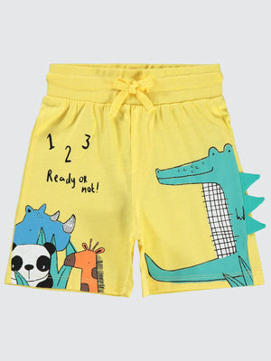 Civil Boys Hayvanlar Baskılı 2-5 Yaş Kapri - Sarı