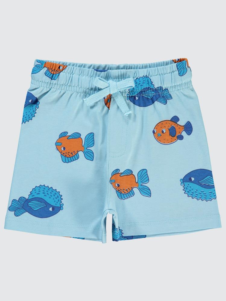 Civil Boys Renkli Balıklar Empirme 2-5 Yaş Şort - Mavi