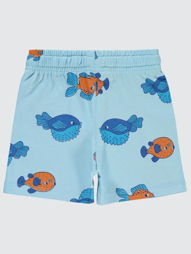 Civil Boys Renkli Balıklar Empirme 2-5 Yaş Şort - Mavi
