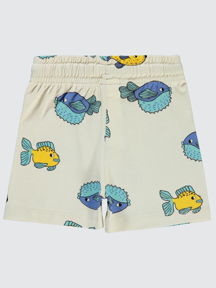 Civil Boys Renkli Balıklar Empirme 2-5 Yaş Şort - Bej