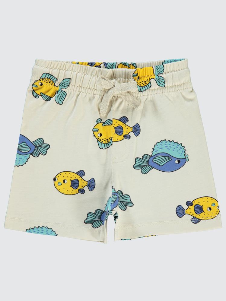 Civil Boys Renkli Balıklar Empirme 2-5 Yaş Şort - Bej