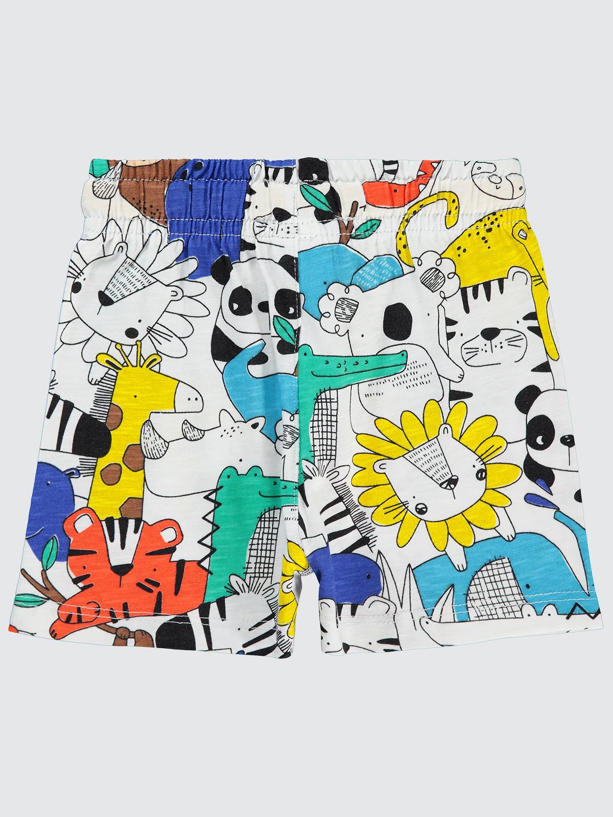 Civil Boys Sevimli Amazon Hayvanlar Empirme 2-5 Yaş Şort - Beyaz