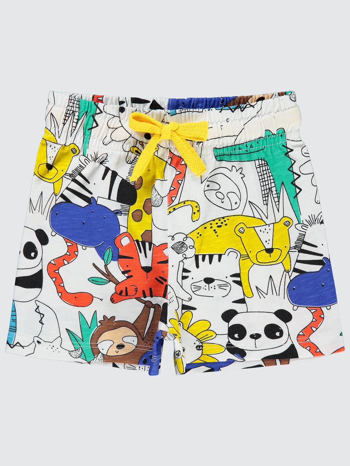 Civil Boys Sevimli Amazon Hayvanlar Empirme 2-5 Yaş Şort - Beyaz