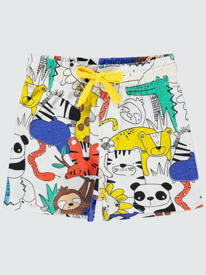 Civil Boys Sevimli Amazon Hayvanlar Empirme 2-5 Yaş Şort - Beyaz