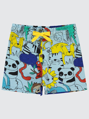 Civil Boys Sevimli Amazon Hayvanlar Empirme 2-5 Yaş Şort - Mavi