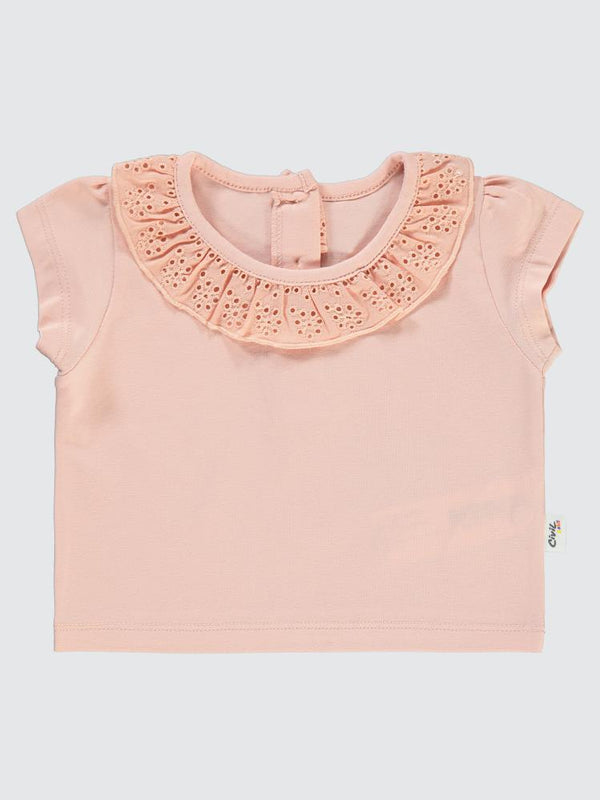 Civil Baby Yaka Brodeli 6-18 Ay Tişört - Pudra