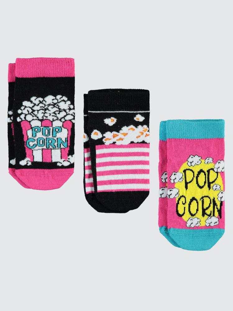 Civil Girls Pop Corn 3'lü 3-11 Yaş Kız Patik Çorap